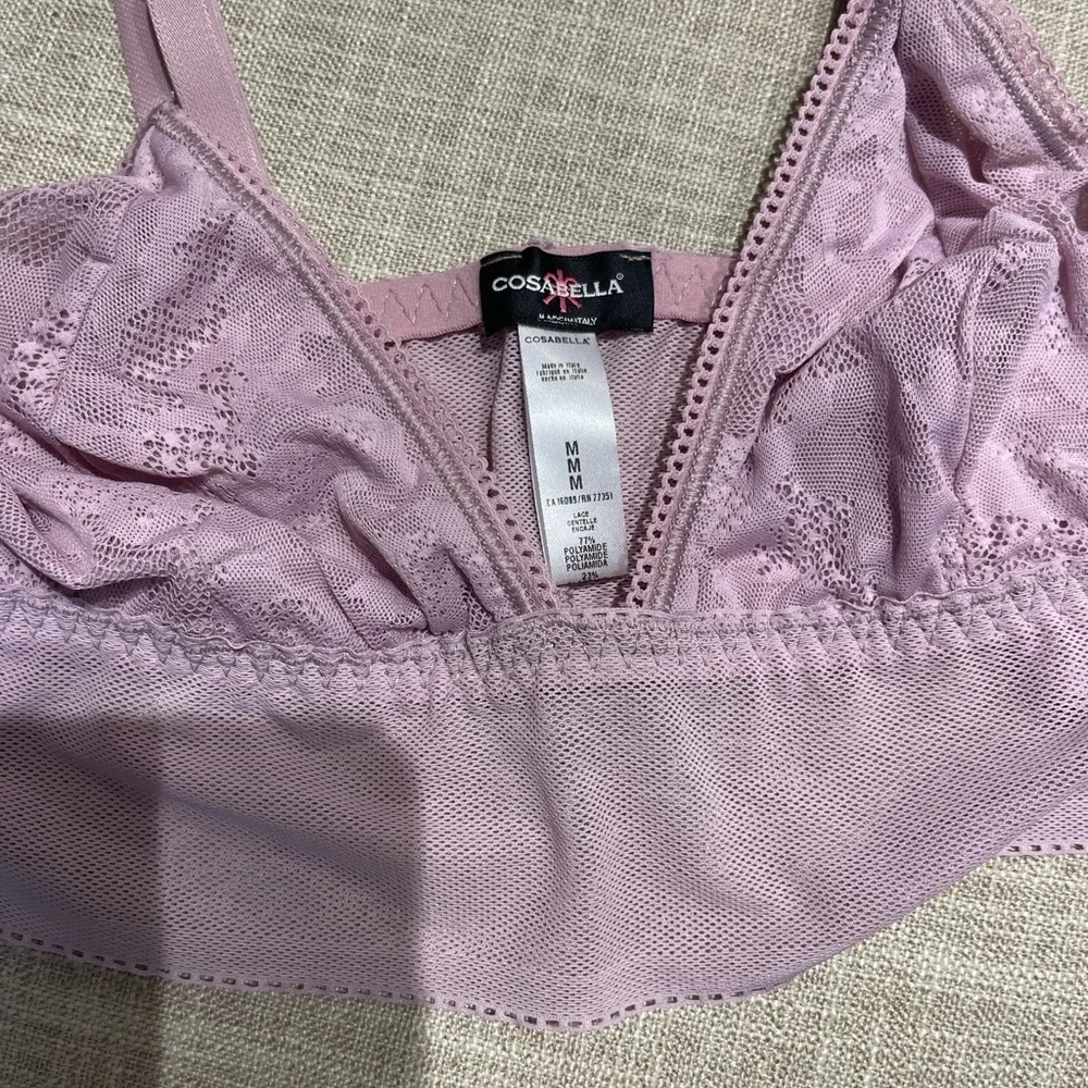 NWT Cosabella Lavender Purple Mesh Lace Triangle Longline Bralette Medium